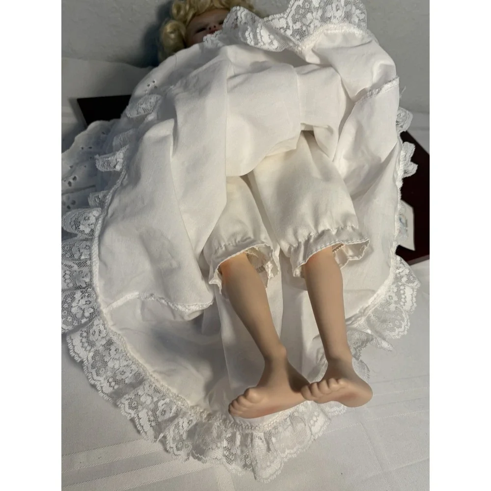 Curly Blonde Hair Porcelain Doll 16